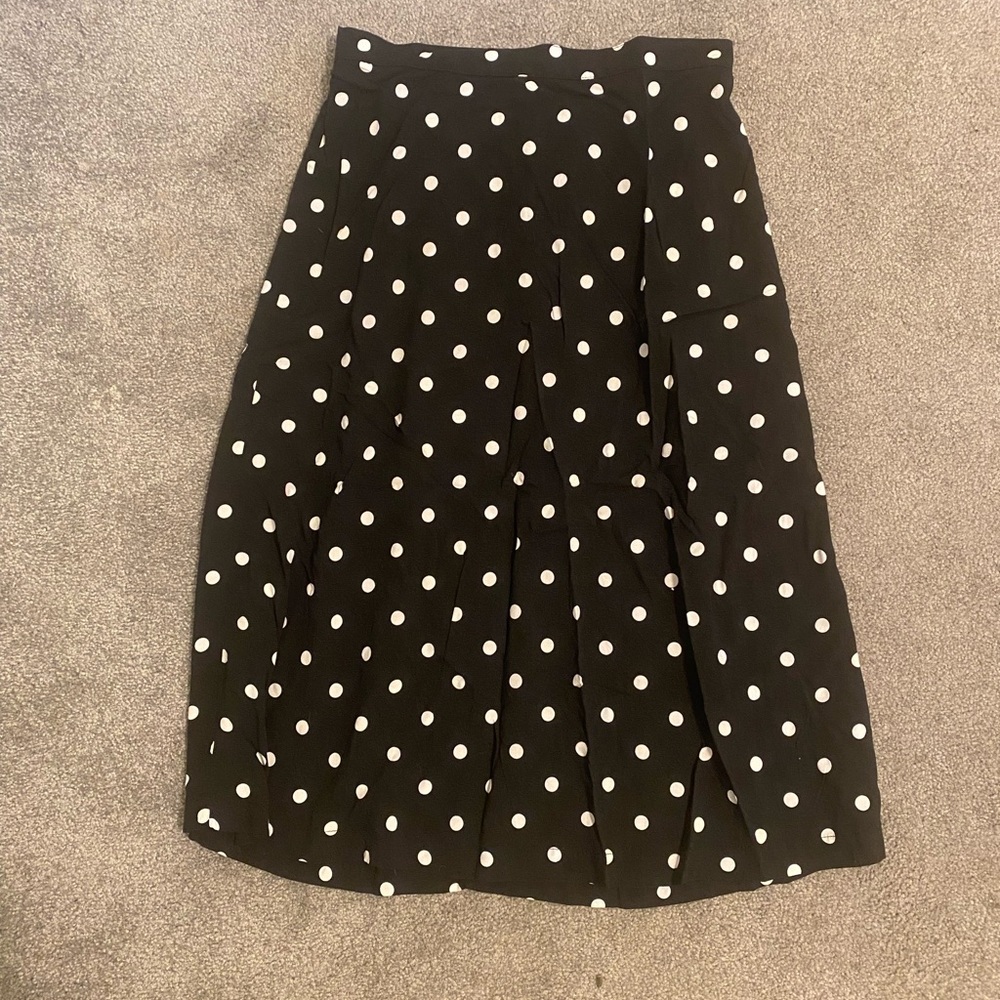 Old Navy Black and White Polka Dot Midi Skirt